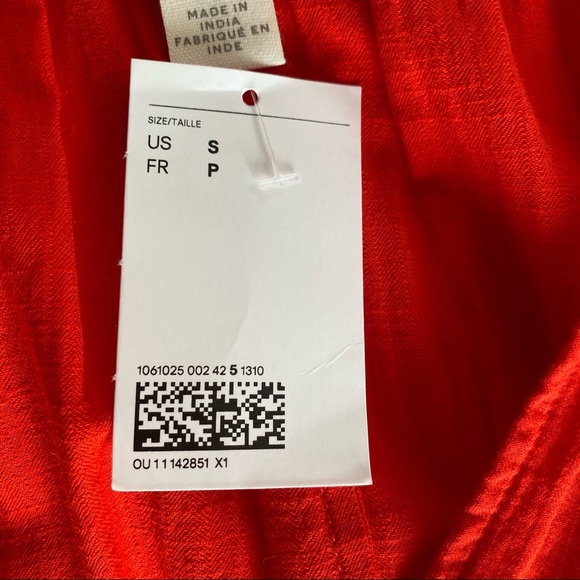 H&M bright Red Cotton Dress With Drawstring Mid Length Sz Small NWT - Picture 6 of 8